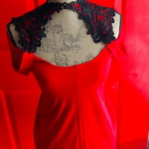 New XL Red/black stretchy bathing suit cover or tunic